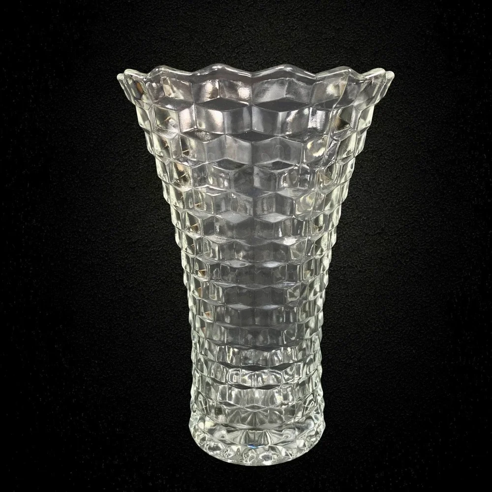 Homco Cubist Glass Flower Vase Geometric Midcentury Vintage 1970s